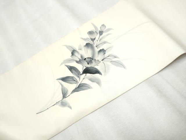 平和屋着物●塩瀬　九寸開き名古屋帯　作家物　枝葉文　正絹　逸品　CABB9283hy