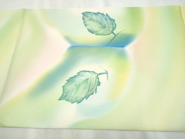 平和屋着物●塩瀬　九寸開き名古屋帯　作家物　枝葉文　正絹　逸品　CABB9285hy