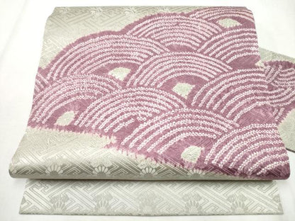 平和屋着物●九寸名古屋帯　絞り　流水文　正絹　逸品　CABB9290hy