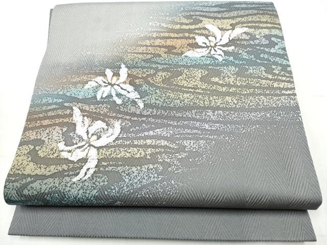 平和屋着物●九寸名古屋帯　舞花文　金彩　正絹　逸品　CABB9293hy