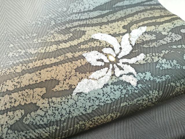 平和屋着物●九寸名古屋帯　舞花文　金彩　正絹　逸品　CABB9293hy
