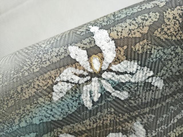 平和屋着物●九寸名古屋帯　舞花文　金彩　正絹　逸品　CABB9293hy