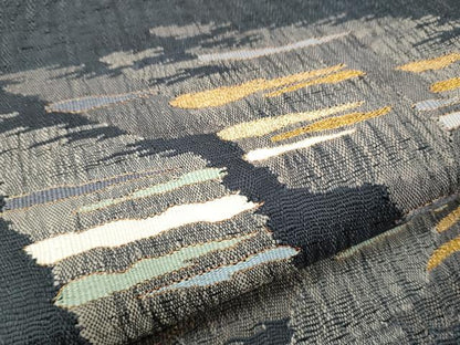 平和屋着物●八寸名古屋帯　紬地　すくい織　霞文　金糸　正絹　逸品　CABB9296hy
