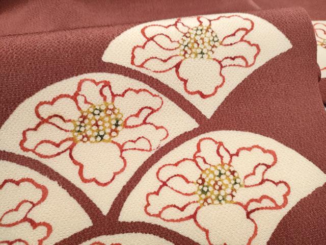平和屋着物●九寸名古屋帯　型染め　舞花文　鬼しぼ縮緬　正絹　逸品　CABB9297hy