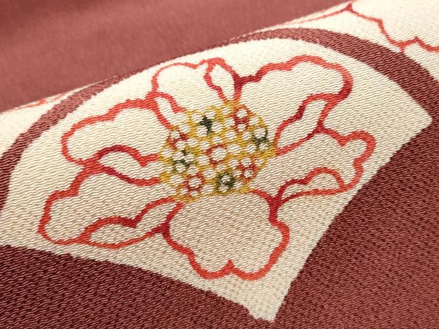 平和屋着物●九寸名古屋帯　型染め　舞花文　鬼しぼ縮緬　正絹　逸品　CABB9297hy