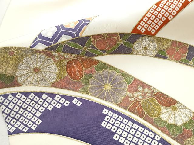平和屋着物●塩瀬　九寸名古屋帯　熨斗草花文　金彩　正絹　逸品　CABB9300hy