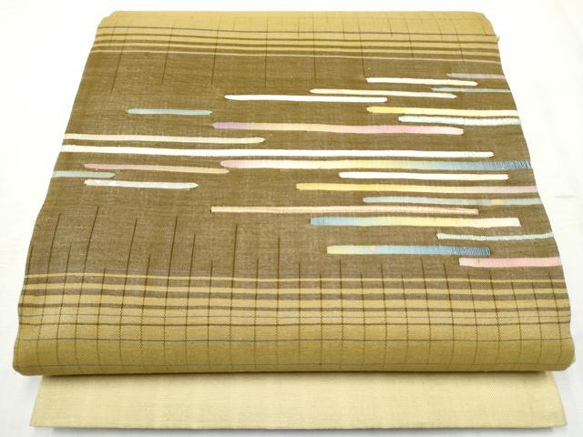 平和屋着物●太鼓柄袋帯　紬地　霞文　金銀彩　正絹　逸品　未使用　CABB9314hy