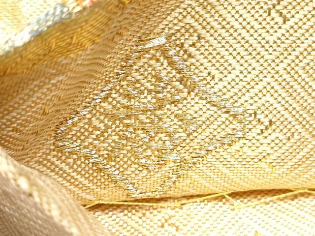 平和屋着物●佐賀錦　唐織・西陣の老舗・名門・藤原織物　六通柄袋帯　七宝花鳥文　金糸　正絹　逸品　CABB9316hy