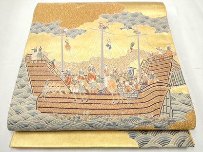 平和屋着物●東京友禅　熊谷好博子　太鼓柄袋帯　南蛮渡来　金糸　引箔　正絹　逸品　CABB9322hy
