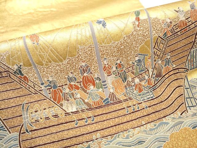 平和屋着物●東京友禅　熊谷好博子　太鼓柄袋帯　南蛮渡来　金糸　引箔　正絹　逸品　CABB9322hy