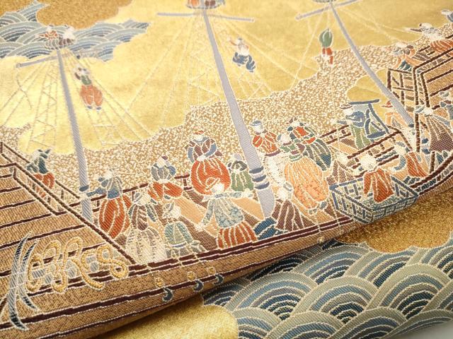平和屋着物●東京友禅　熊谷好博子　太鼓柄袋帯　南蛮渡来　金糸　引箔　正絹　逸品　CABB9322hy