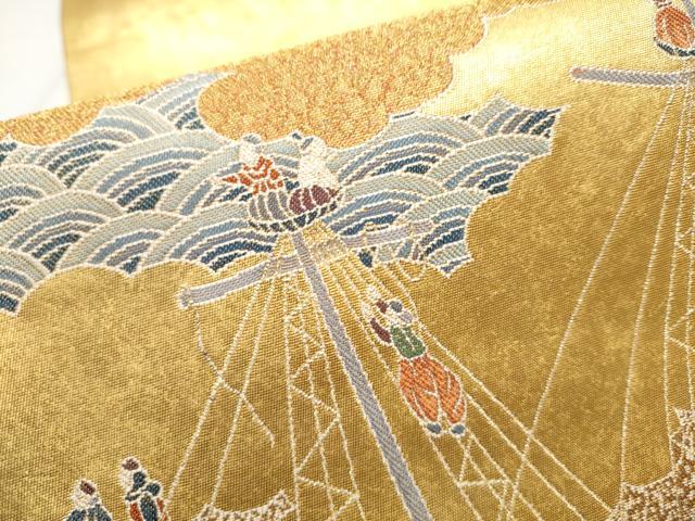 平和屋着物●東京友禅　熊谷好博子　太鼓柄袋帯　南蛮渡来　金糸　引箔　正絹　逸品　CABB9322hy
