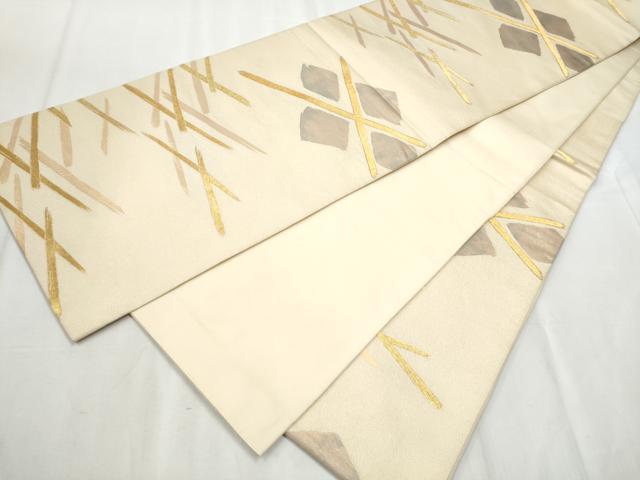 平和屋着物●六通柄　本袋帯　蒔絵菱　金糸　正絹　逸品　CABB9323hy