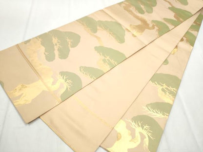 平和屋着物●織物一筋名門　織悦　全通柄　本袋帯　枝松文　金糸　正絹　逸品　CABB9324hy