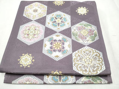 平和屋着物●六通柄袋帯 唐織 夢幻 金糸 正絹 逸品 CABB9336hy