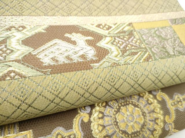 平和屋着物●伝統工芸士 足利忠義 六通柄袋帯 久遠 金糸 正絹 逸品 CABB9338hy