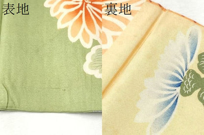 平和屋着物●アンティーク　大正ロマン　半幅帯　駒刺繍　草花文　正絹　逸品　CABB9339hy