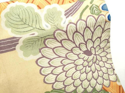平和屋着物●アンティーク　大正ロマン　半幅帯　駒刺繍　草花文　正絹　逸品　CABB9339hy