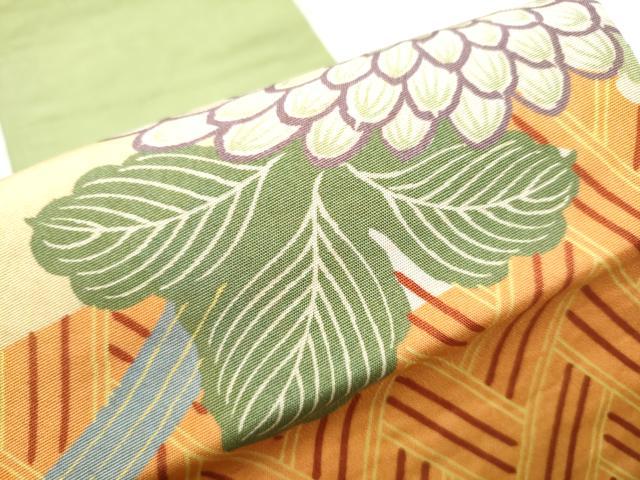平和屋着物●アンティーク　大正ロマン　半幅帯　駒刺繍　草花文　正絹　逸品　CABB9339hy