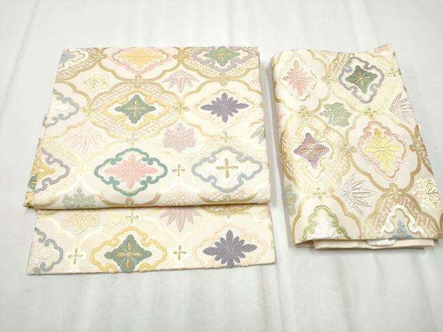 平和屋着物●つけ帯　唐織　草花文　金銀糸　正絹　逸品　CABB9342hy