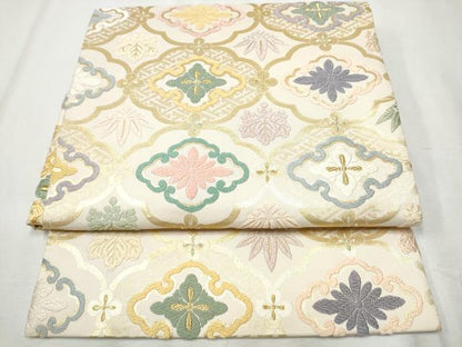 平和屋着物●つけ帯　唐織　草花文　金銀糸　正絹　逸品　CABB9342hy