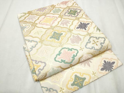 平和屋着物●つけ帯　唐織　草花文　金銀糸　正絹　逸品　CABB9342hy