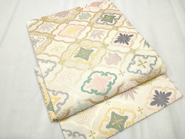 平和屋着物●つけ帯　唐織　草花文　金銀糸　正絹　逸品　CABB9342hy