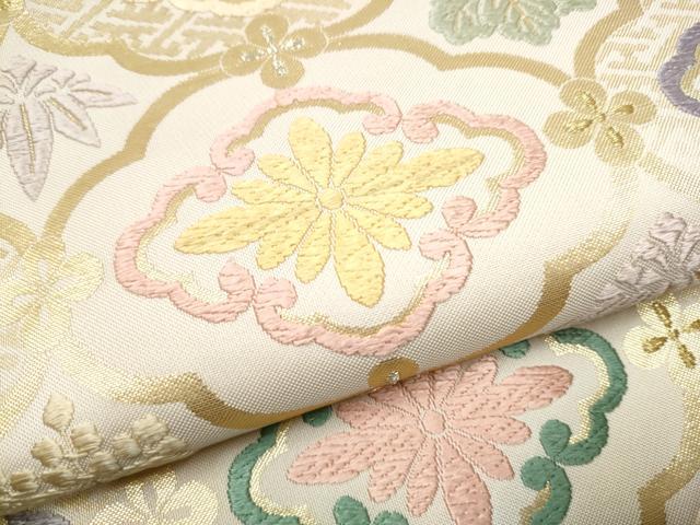 平和屋着物●つけ帯　唐織　草花文　金銀糸　正絹　逸品　CABB9342hy