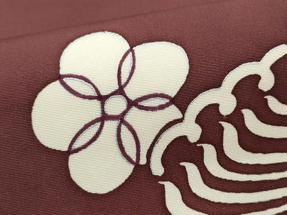平和屋着物●塩瀬　つけ帯　流水花文　銀彩　正絹　逸品　CABB9344hy