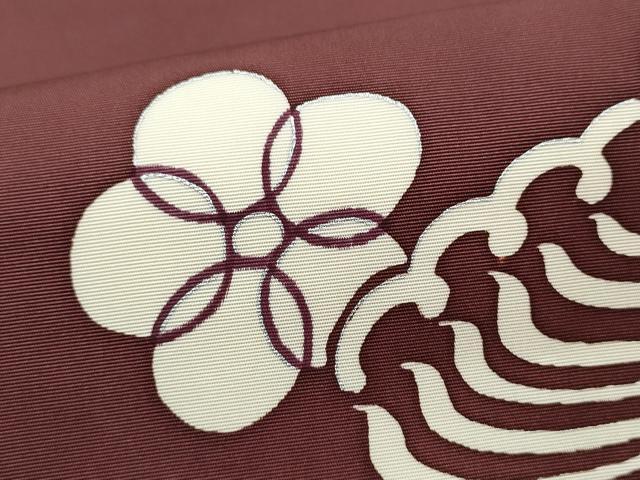 平和屋着物●塩瀬　つけ帯　流水花文　銀彩　正絹　逸品　CABB9344hy
