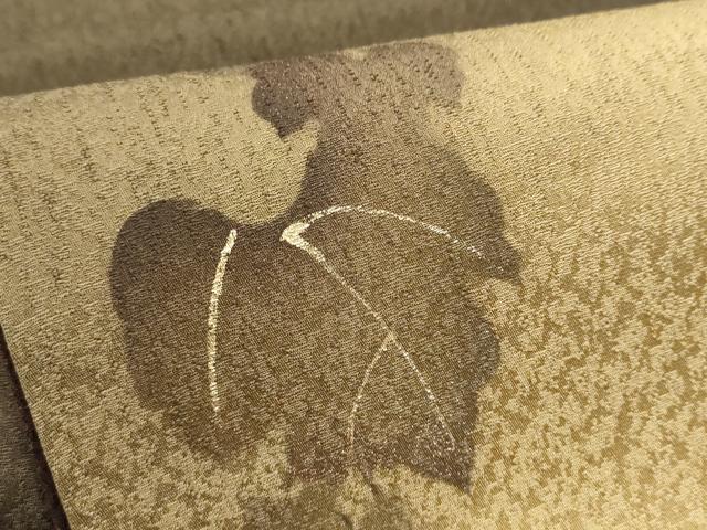 平和屋着物●京の匠日展作家 丹下雄介 両面 太鼓柄袋帯 葡萄蔦の葉文 金銀彩 正絹 逸品 CABB9346hy