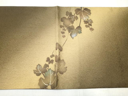 平和屋着物●京の匠日展作家 丹下雄介 両面 太鼓柄袋帯 葡萄蔦の葉文 金銀彩 正絹 逸品 CABB9346hy