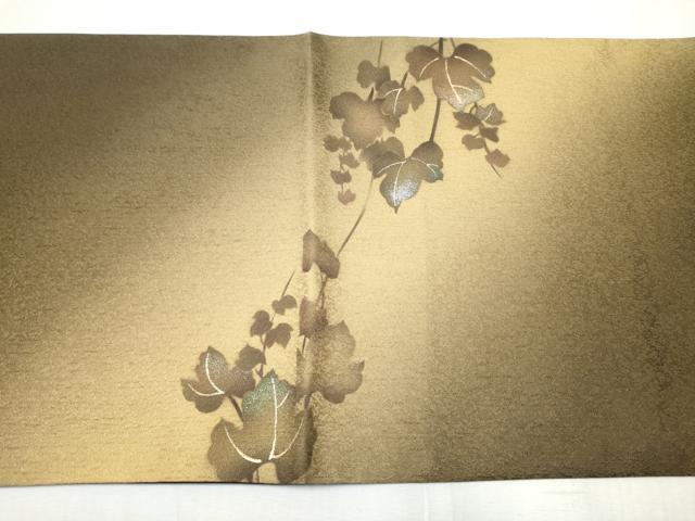 平和屋着物●京の匠日展作家 丹下雄介 両面 太鼓柄袋帯 葡萄蔦の葉文 金銀彩 正絹 逸品 CABB9346hy