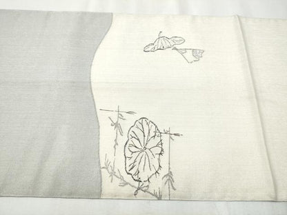 平和屋着物●六通柄袋帯 鳥獣戯画 銀通し地 正絹 逸品 CABB9348hy