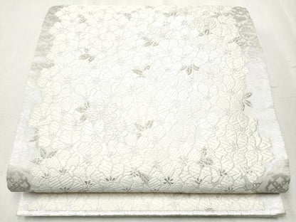 平和屋着物●六通柄袋帯　唐織　新小石丸　舞花文　本金箔　プラチナ箔　正絹　逸品　CABB9352hy