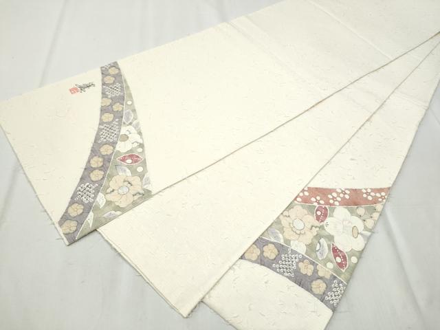 平和屋着物●英王室献上友禅作家 木下勝功 太鼓柄袋帯 髭紬 辻が花 正絹 逸品 CABB9353hy