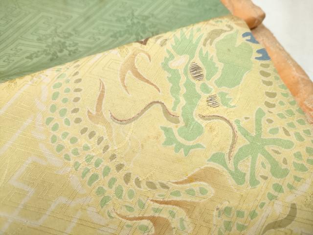 平和屋着物●アンティーク 大正ロマン 丸帯 駒刺繍 龍 引き抜き帯 正絹 逸品 CABB9354hy