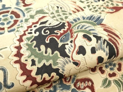 平和屋着物●アンティーク 大正ロマン 丸帯 龍 鳳凰花文 正絹 逸品 CABB9355hy