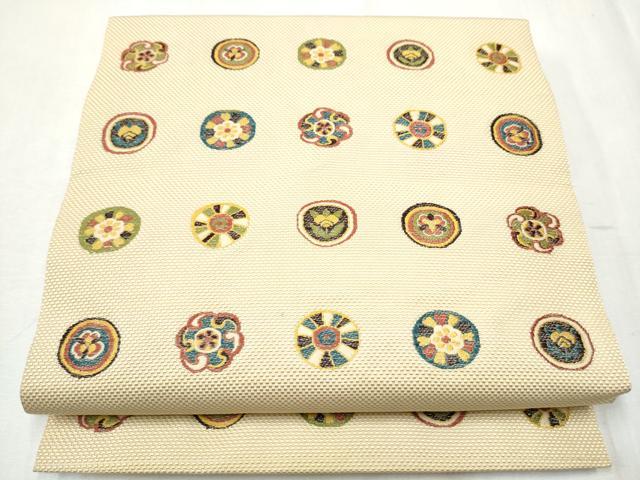 平和屋着物●本場筑前博多織 八寸名古屋帯 花丸文 正絹 逸品 CABB9362hy