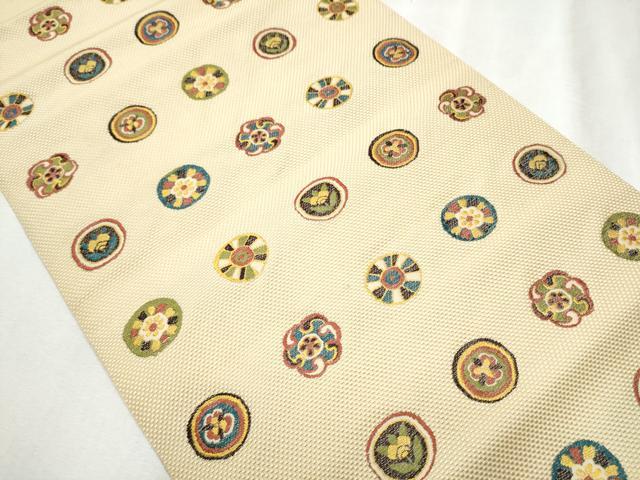 平和屋着物●本場筑前博多織 八寸名古屋帯 花丸文 正絹 逸品 CABB9362hy