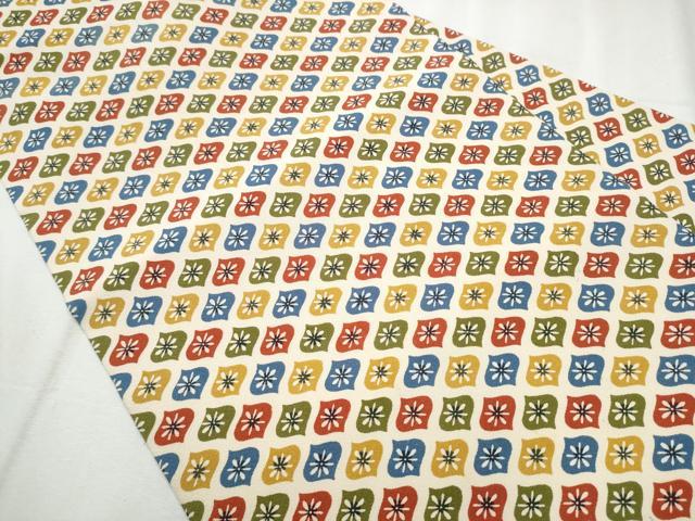平和屋着物●全通柄 九寸名古屋帯 型染め 舞花文 正絹 逸品 CABB9365hy