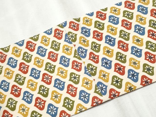 平和屋着物●全通柄 九寸名古屋帯 型染め 舞花文 正絹 逸品 CABB9365hy