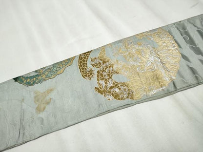 平和屋着物●アンティーク　大正ロマン　九寸名古屋帯　龍　金銀糸　正絹　逸品　CABB9368hy
