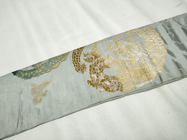 平和屋着物●アンティーク　大正ロマン　九寸名古屋帯　龍　金銀糸　正絹　逸品　CABB9368hy