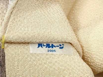 平和屋着物●九寸名古屋帯　型染め　草花文　鬼しぼ縮緬　正絹　逸品　CABB9370hy