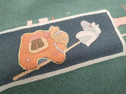 平和屋着物●全通柄 九寸名古屋帯 玩具文 金彩 鬼しぼ縮緬 正絹 逸品 CABB9376hy