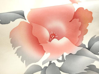 平和屋着物●塩瀬 九寸名古屋帯 手描き 枝花文 正絹 逸品 CABB9377hy