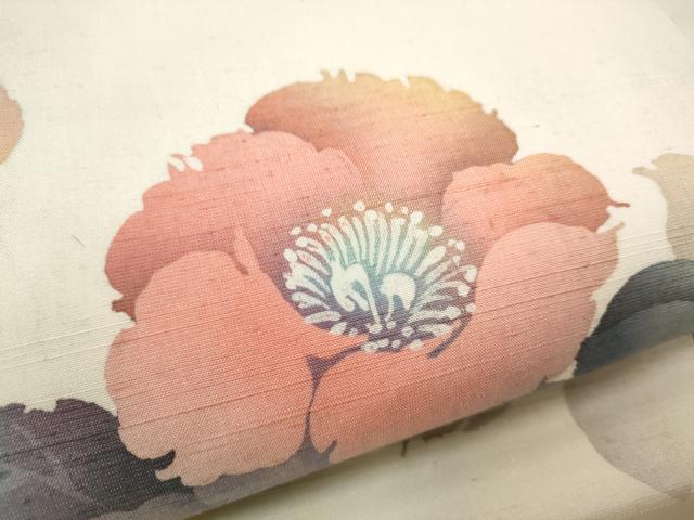 平和屋着物●九寸名古屋帯 作家物 紬地 ろうけつ染 枝花文 正絹 逸品 CABB9385hy