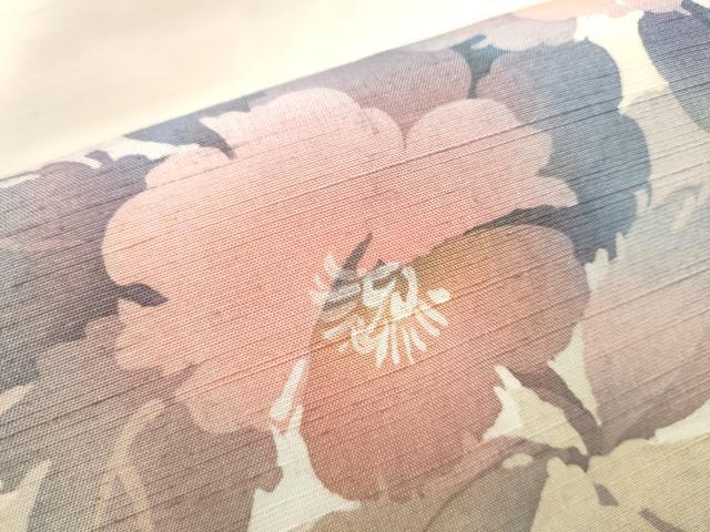 平和屋着物●九寸名古屋帯 作家物 紬地 ろうけつ染 枝花文 正絹 逸品 CABB9385hy