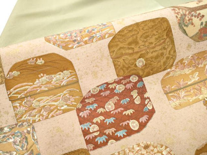 平和屋着物●九寸名古屋帯 文箱花文 金彩 正絹 逸品 CABB9388hy